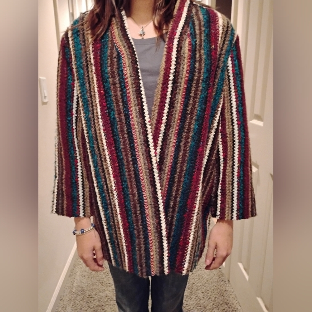 Striped Multicolor Open-Front Sweater Graff Calif… - image 5